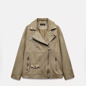 ZARA FAUX SUEDE BIKER JACKET
Color: TAUPE BROWN * Size: M